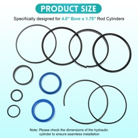 Hydraulic Log Splitter Cylinder Rebuild Seal Kit for 4.0" Bore x 1.75" Rod Cylinder Universal Hydraulic Cylinder Tools Fit for 22-Ton Log Splitter