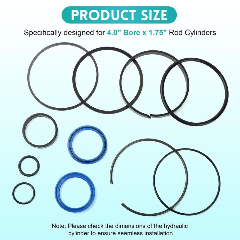 Hydraulic Log Splitter Cylinder Rebuild Seal Kit for 4.0" Bore