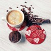 Pznen Valentines Hearts Cup Coasters for Table Red Love Symbol