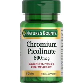 Nature’s Bounty Nature's Bounty Mega Chromium Picolinate Mineral Supplement Tablets 800mcg 50 Ct