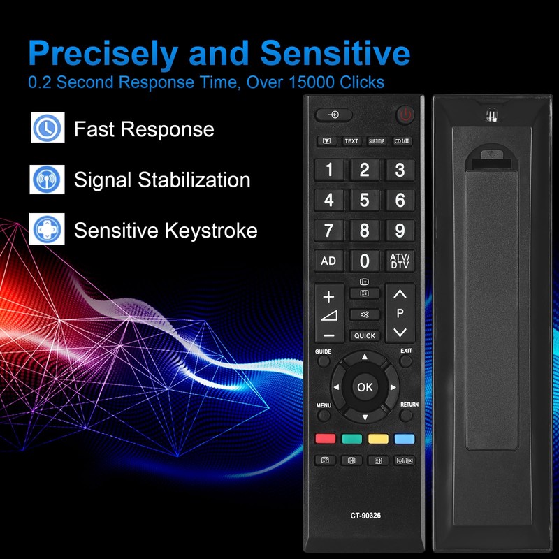 2 Packs CT-90326 Replacement Remote Control Compatible with Toshiba Smart
