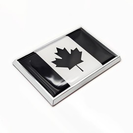 Perdecor Black Canada Flag Sticker Emblem Decal Canadian Car Chrome Flags, 2 Pack, 3 x 2 inches