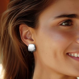 Ross-Simons Sterling Silver Square Clip-On Earrings