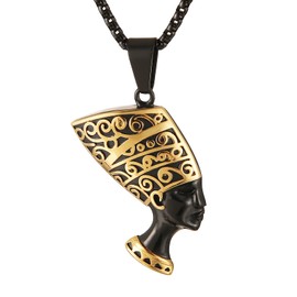 AsAlways Ancient Egyptian Pharaoh Queen Nefertiti Pendant Necklace with 22+2 Inch Chain