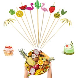 Food Cocktail Toothpicks for Appetizers 200 Pcs Tropical Leaf Cocktail Picks Decorative Food Fruit Cupcake Sandwich Skewers Picks for Restaurants or Buffets Party Supplies