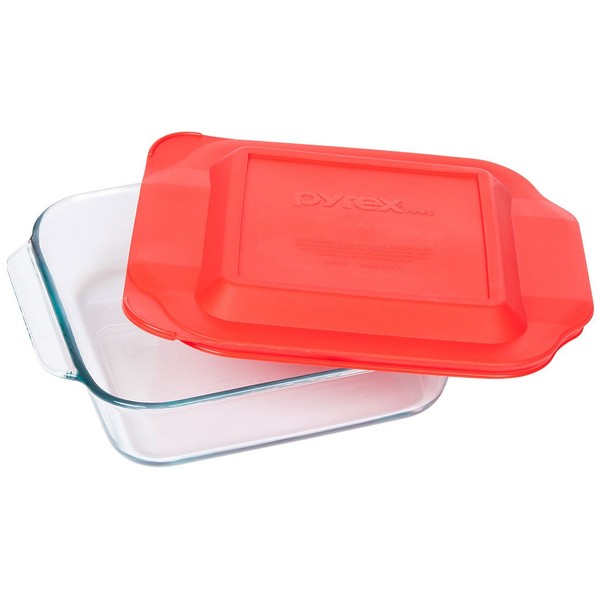 Pyrex 8 Inch Baking Dish, Red, 8-inches Square