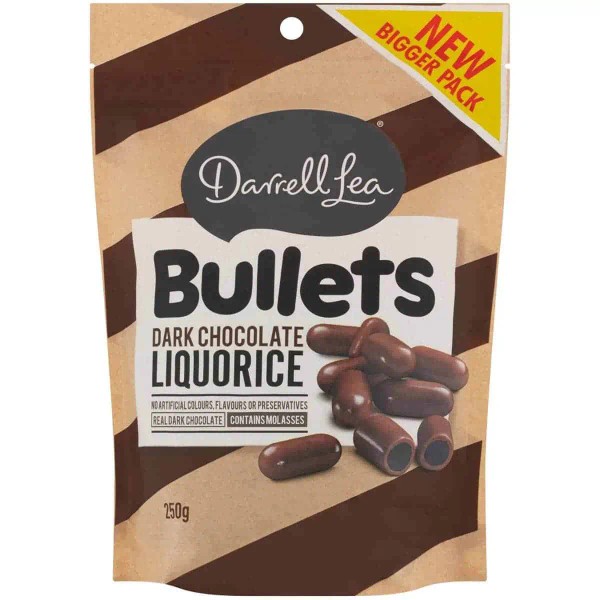 Darrell Lea Bulk Darrell Lea Dark Chocolate Liquorice Bullets 226g