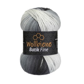 Wollbiene Batik Fine 100 g Wool with Colour Gradient, Multicoloured Knitting Wool, Crochet Wool (5000 Black, Grey, White)