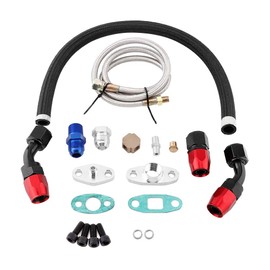 Tubo de retorno de aceite, kit de línea de alimentación de aceite turbo, línea de retorno de alimentación de aceite turbo, kit de brida de adaptador de conexión AN10 para T3 T4 GT35 T70 T66