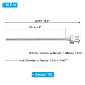 PATIKIL Blunt Tip Dispensing Needle 16G, 10 Pcs 2 Inch Stainless Steel Liquid Dispenser Needles with Lure Lock for Refilling Liquid Inks Adhesives Glue
