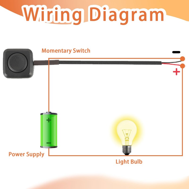 JAMHER 2PCS Momentary Push Button Switch, 12V/24V Mini Push Button