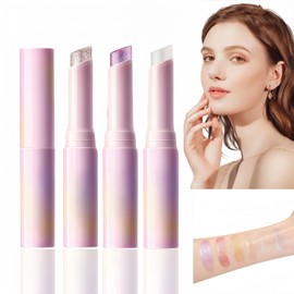 3PCS Crystal Jelly Glaze Eye Shadow Stick,Waterproof Eyeshadow Stick,Multi-Use Shimmer Highlighter Pencil,Long-Lasting Cream-To-Powder Eyeshadow Pencil,Eye Shadow Sticks for Women,Shimmer Eyeshadow