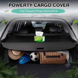 Powerty Cargo Cover for 2010-2014 2015 Toyota Prius Accessories Trunk Cover Retractable Trunk Shielding Shade Cargo Luggage Cover Black