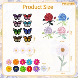 40 Pieces Iron-On Patches, Flower Butterfly Patches, Iron-On Patches, Daisy Patches for Clothing, Jeans, Jackets, Hats, Backpacks