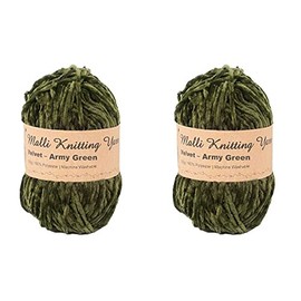 Malli Velvet Yarn Ball 100G Luxurious Super Soft Knitting Crochet Wool -15 Colours (Army Green)