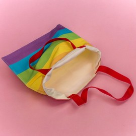 MIJOMA Pride Cotton Bag, Shopping Bag with Rainbow Stripes, 35 x 40 cm, 100% Cotton, Versatile Rainbow Carry Bag for Everyday Use, Rainbow stripes