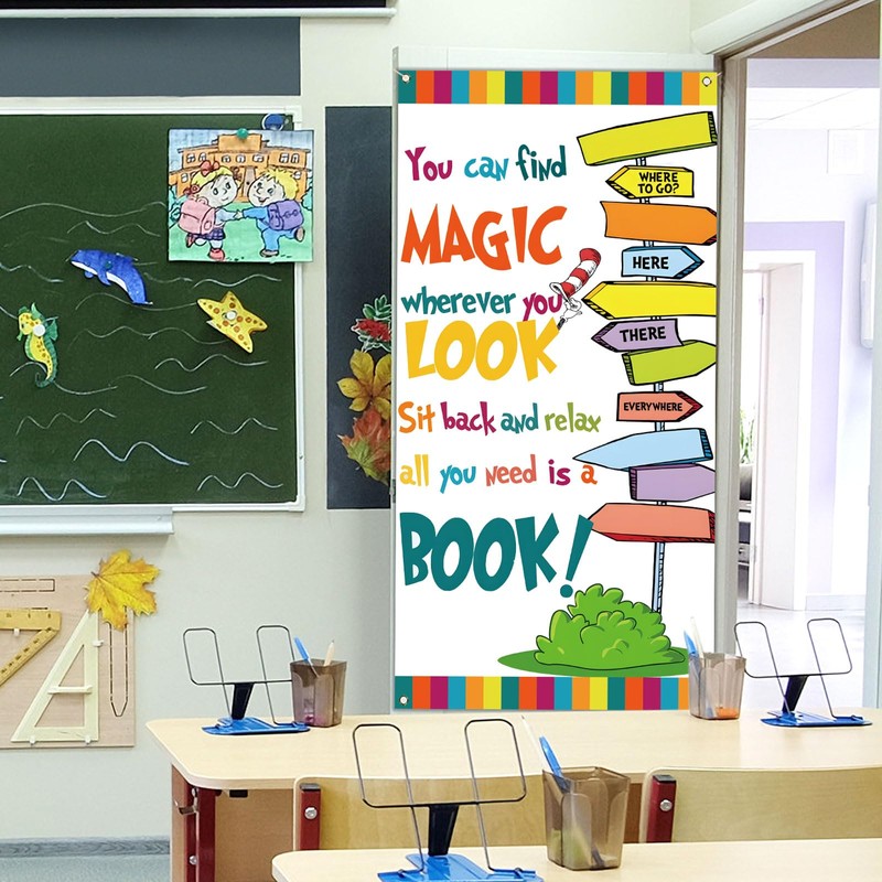 Heyfary Reading Door Cover Read Across America Decoration