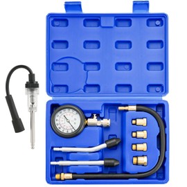 DASBET 9PCS Compression Tester Kit with Spark Plug Tester | Engine Compression Testing Tool Petrol 0-20 Bar & 0-300 psi Car and Motorcycle Engine Testing Tools for Cylinder Pressure Gauge (Blue)