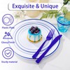 WELLIFE 210 Piece Blue Disposable Dinnerware Set,Plastic Plates for Party,