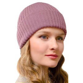 50% Wool Knitted Winter hat - Beanie hat for a Man Woman - Woolly Hats Beanies for Men Women - Golf Running Cuff Cuffed Wooly Woolley Wooley Wool Woollen Woolen Ladies Mens Hats with Soft Knit (Pink)