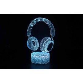 TEBOCR 16 Color Change Decor Lamp Desk Table Earphone 3D Illusion Night Lights with Remote & Smart Touch, Gifts for Boys,Girls