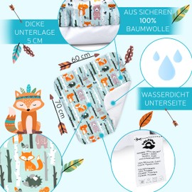 Balbina® Cotton Changing Mat Soft Changing Table Mat for Changing Tables Washable 60 x 70 cm I Forest Mint