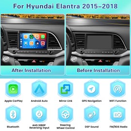 Fuluku for Hyundai Elantra 2015-2018【2+64GB】 Android 13 Car Stereo, 9'' Touch Screen Car Radio with Wireless Carplay Android Auto,GPS WiFi Bluetooth SWC Mic Backup Camera Mirror Link FM