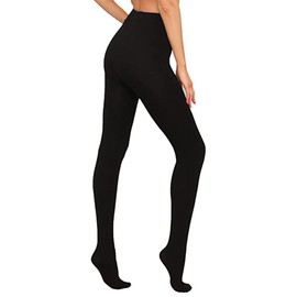 Fleece Lined Tights Women Leggings,Thermal Pantyhose Fake Translucent Tights, Opaque High Waisted Winter Warm Sheer Tight (Black 220g)