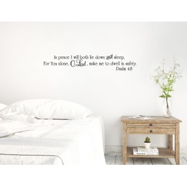 48"x8" in Peace I Will Both Lie Down and Sleep for You Alone O Lord Make Me to Dwell in Safety Psalm 4:8 Christian Scripture Bible Verse Wall Decal Sticker Art Mural Home Decor