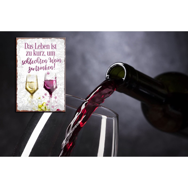 schilderkreis24 - Funny Wine Saying Magnet "Das Leben ist zu