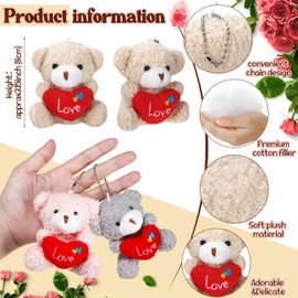 Jexine 12 Pcs Mini Plush Stuffed Animal Bulk Valentine's Day Heart Bear 4 Inch Small Animal Toys Easter Egg Stuffer for DIY Kids Birthday Carnival Classroom Prizes Gift Goodie Bag Filler(Bear)