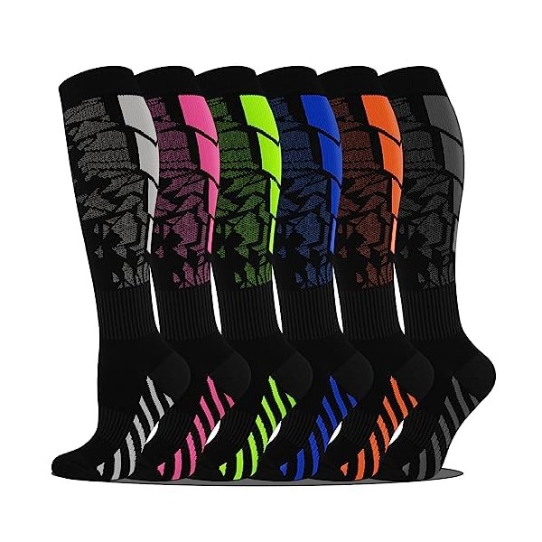 Hi Clasmix 6 Pairs Plus Size Compression Socks for Women&Men-20-30mmhg