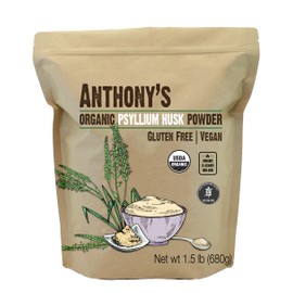 Anthony's Organic Psyllium Husk Powder, 1.5 lb, Gluten Free, Non GMO, Finely Ground, Keto Friendly