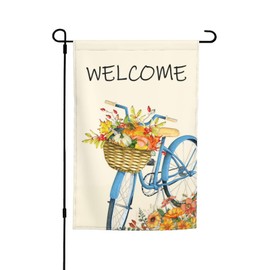 Fall Autumn Bicycle Pumpkin Harvest Outdoor Wildflowers Garden Flag 12x18 Inch Welcome Party Decoration Yard Flag For Holiday Season Outdoor