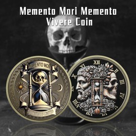 RYUKENLM 5 Pack of Memento Mori Coin 3D Skull Challenge Coins Daily Stoic Reminder Token Stoicism Gifts for Daily Practice