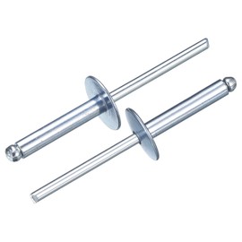 sourcing map 50Pcs 3/16"x1" Large Flange Blind Rivets, Zinc-Plated Carbon Steel Grip and Mandrel Cap Blind Rivets, Silver