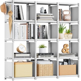 Mavivegue Book Shelf, 12 Cube Storage Organizer, Closet Storage Organizer, White Cubicle Storage Rack