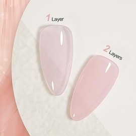 GAOY- Esmalte de uñas en gel nude Pink Jelly, esmalte en gel translúcido transparente Soak Off de 16 ml, curado con luz ultravioleta para uñas