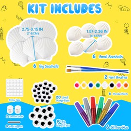 Kids Sea Shell Painting Kit, Arts & Crafts Gifts for Boys Girls, DIY Creative Activity Art Toys with Refrigerator Magnets, Kids Christmas Birthday Gifts Children Toys for Ages 5 6 7 8 9 10 Year Olds