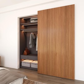 JUBEST 48" Concealed Barn Door Hardware Kit with Soft Close Mechanism, Wall Mounted Invisible Sliding Door Track for Door Opening Width 40" to 44", Hidden Barn Door Hardware Kit, Door Needs Groove