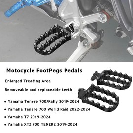 Tenere 700 XTZ700 FootPegs CNC Pedals Wide Fat FootRest for XTZ 700 TENERE 700 RALLY T7 2019 2020 2021 2022 2023 2024 -Black