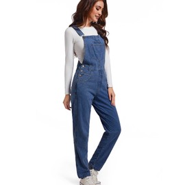 Mars Guard Jean Bib Overalls for Women Denim Baggy Overall Ladies Loose Fit Fashion Cotton Casual Relaxed Jumpsuit with Pockets