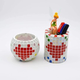 CarAngels 200pcs Each Color Random Raster Glass Mosaic Tiles 1cm Square Iridescent DIY Home Decor Handmade Craft (Mixed Color)