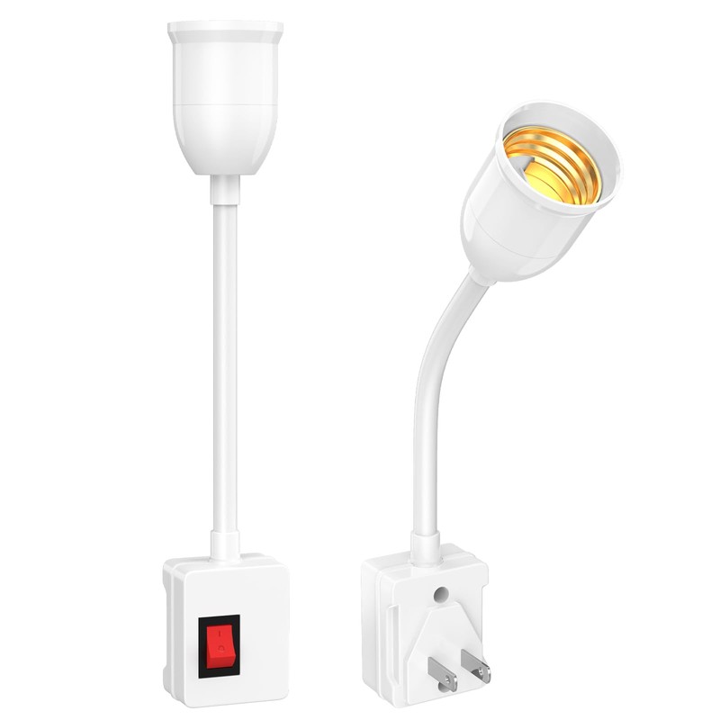 E26/E27 Plug in Light Bulb Socket Adapter with On/Off Switch