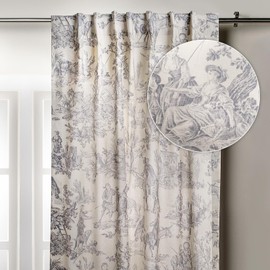 Maison d'Hermine Curtains for Living Room 100% Cotton 84 inch Length One Panel Window Toile Curtains for Bedroom with Loop & Rod Pockets, Gifts for Mothers Day (The Miller Paloma Gray, 50" W x 84" L)