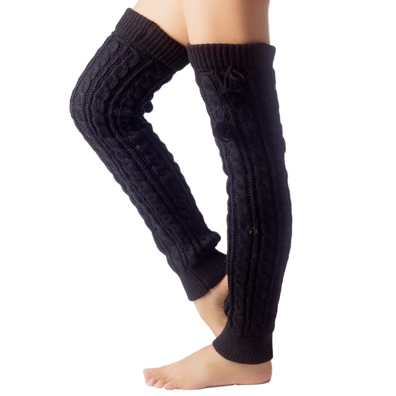 iB-iP Women's Ballet Dancer Aerobic Cute Thermal Leg Warmers, black