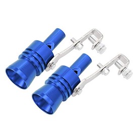 X AUTOHAUX 2pcs XL Size Aluminum Alloy Universal Turbo Sound Exhaust Muffler Pipe Whistle Car Roar Maker Blue