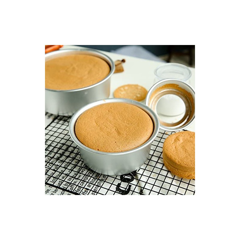 Flunyina 8 Packs 4" Aluminium Round Cake Pan Chiffon Cake