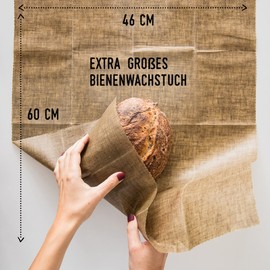 beegut XXL beeswax cloth made of linen, especially good for storing bread, suitable for storing bread thanks to thicker linen cloth, reusable bread towel, 46 x 60 cm