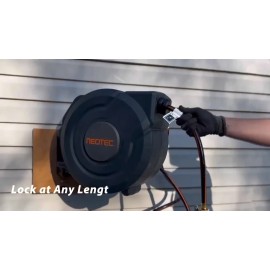 NEOTEC Garden Retractable Hose Reel Water Hose Reel Wall Mount, Dark Grey,100 ft